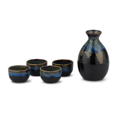 3 Piece Tea Set - Black/Blue